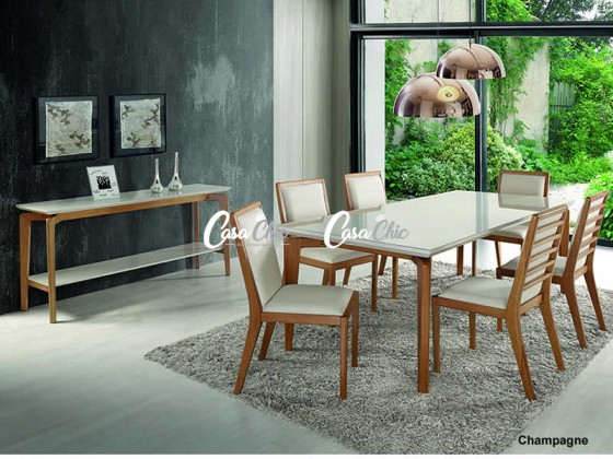 Conjunto Mesa de Jantar com 06 Cadeiras Columbia 1.40 x 0.90 Retangular Moveis